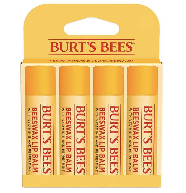 Burt's Bees Beeswax Lip Balm, Lip Moisturizer With Responsibly Sourced Beeswax, Tint-Free, Natural Conditioning Lip Treatment, 4 Tubes, 0.15 oz.
